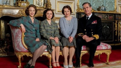 Sarah Gadon, Bel Powley, Emily Watson and Rupert Everett (l. to r.) in A ROYAL NIGHT OUT