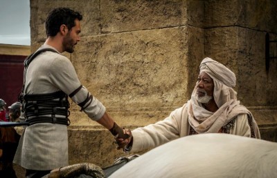 Jack Huston and Morgan Freeman in BEN-HUR (l. to r.)