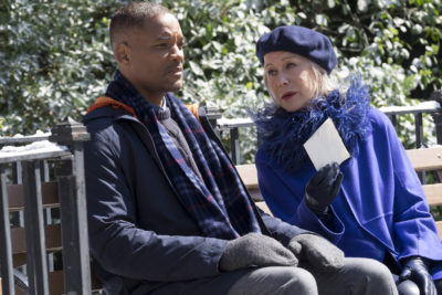 WILL SMITH as "Howard" and HELEN MIRREN as "Brigitte" (l. to r.) in COLLATERAL BEAUTY. Photo by Barry Wechter. A Warner Bros. release.