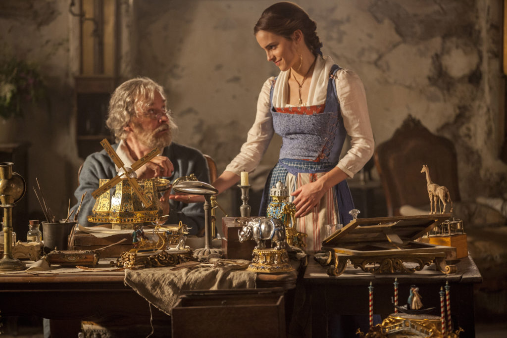 Emma Watson stars as Belle and Kevin Kline is Maurice, Belle's father. 